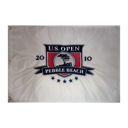 Unsigned 2010 U.S. Open Pebble Beach (White Embroidered) Golf Pin Flag - Graeme McDowell Champion-Powers Sports Memorabilia