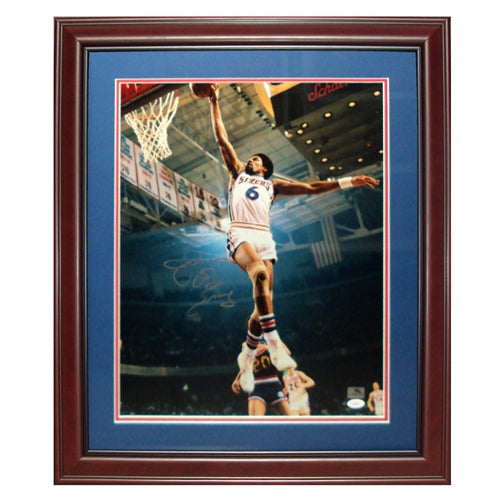 Autographed Julius "Dr. J" Erving Philadelphia 76ers Deluxe Framed 16x20 Photo-Powers Sports Memorabilia