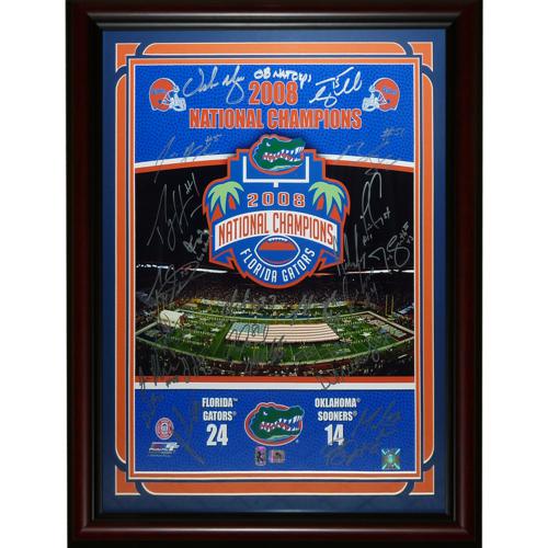 Autographed 2008 Florida Gators National Champions Team (BCS in Silver) Deluxe Framed 16x20 Photo - 34 Signatures, Tim Tebow-Powers Sports Memorabilia
