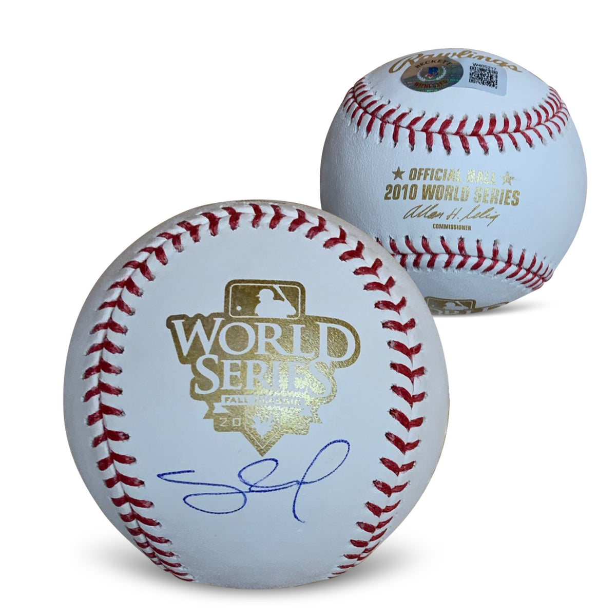 Pablo Sandoval Autographed 2010 World Series Signed Baseball Beckett COA With UV Display Case-Powers Sports Memorabilia