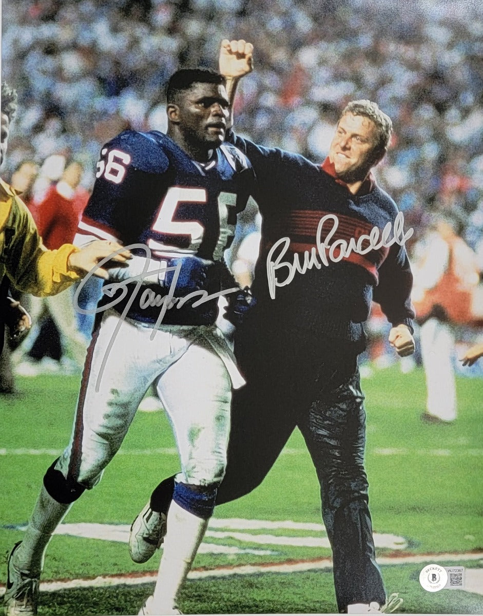Bill Parcells & Lawrence Taylor Autographed New York Giants 11x14 Photo Beckett Witnessed-Powers Sports Memorabilia