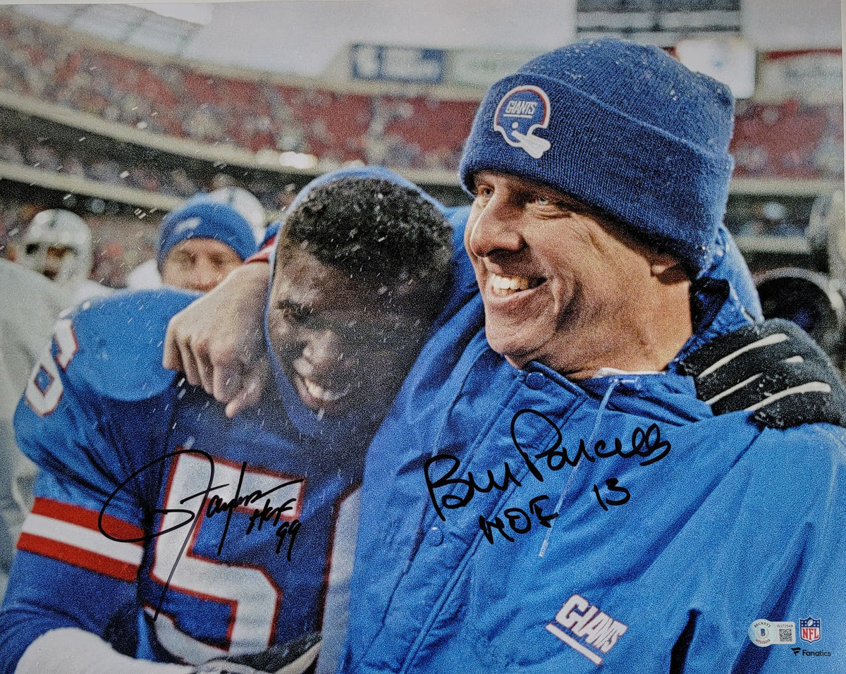 Bill Parcells & Lawrence Taylor Autographed New York Giants 16x20 Photo W/ Parcells HOF 13 & Taylor HOF 99 Beckett Witnessed-Powers Sports Memorabilia