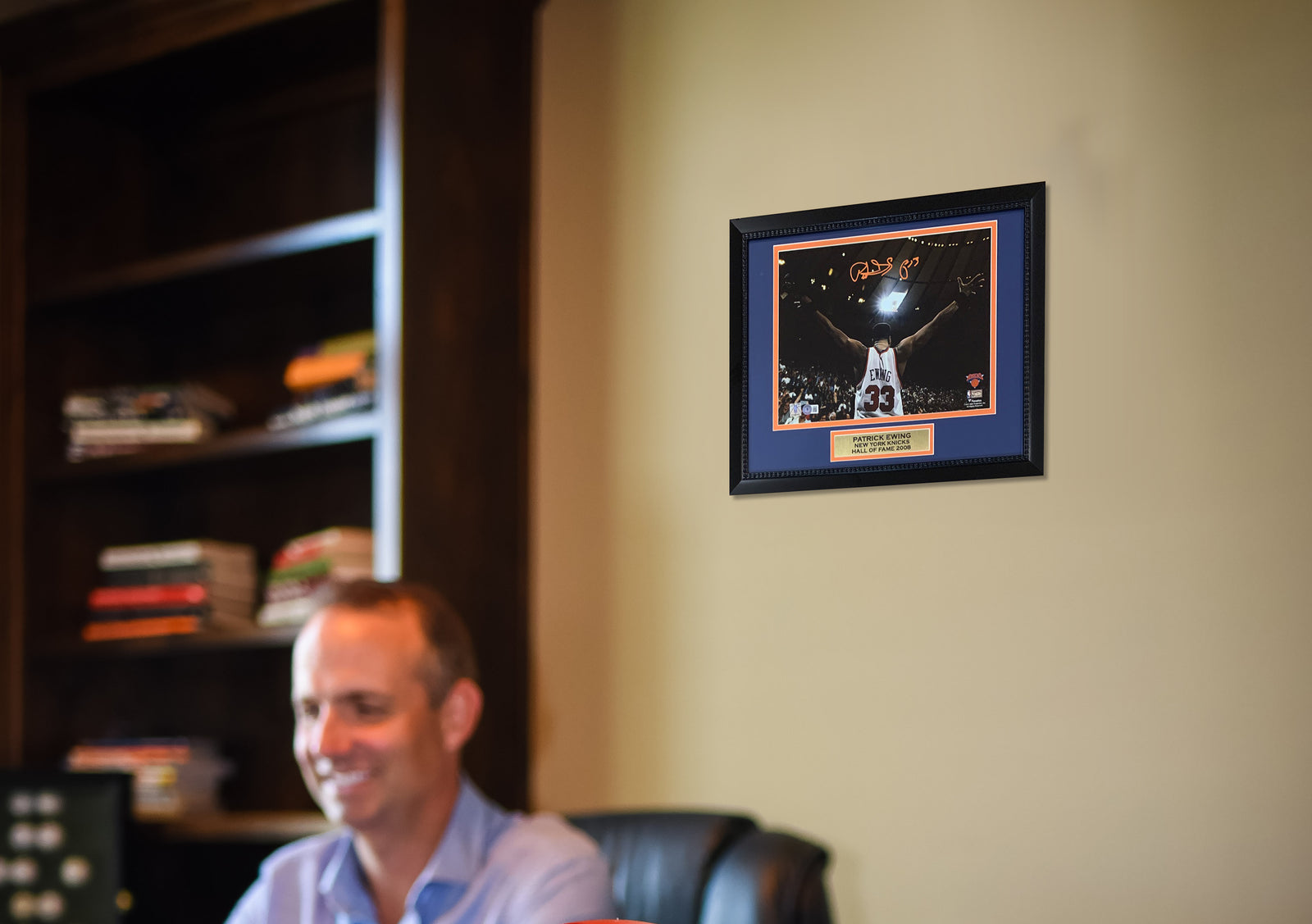 Patrick Ewing Autographed New York Knicks Signed 11x14 Basketball Framed Photo Beckett COA-Powers Sports Memorabilia