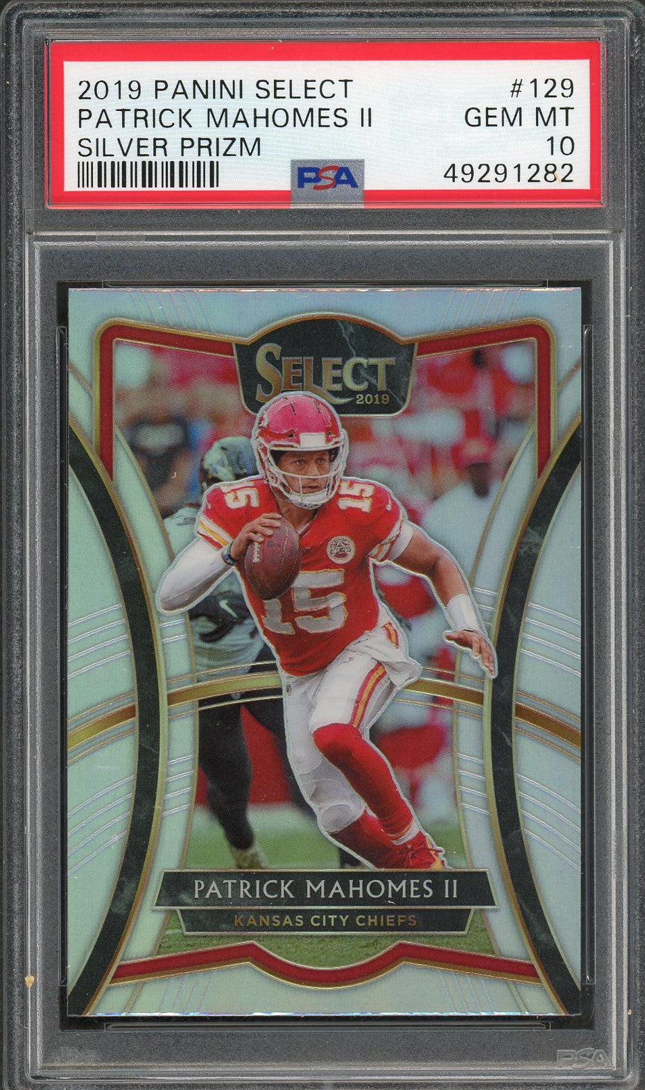 Patrick Mahomes 2019 Panini Select Silver Prizm Football Card #129 Graded PSA 10 GEM MINT-Powers Sports Memorabilia