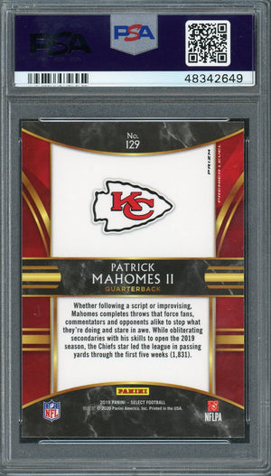 Patrick Mahomes 2019 Panini Select Silver Prizm Football Card #129 PSA 9 MINT