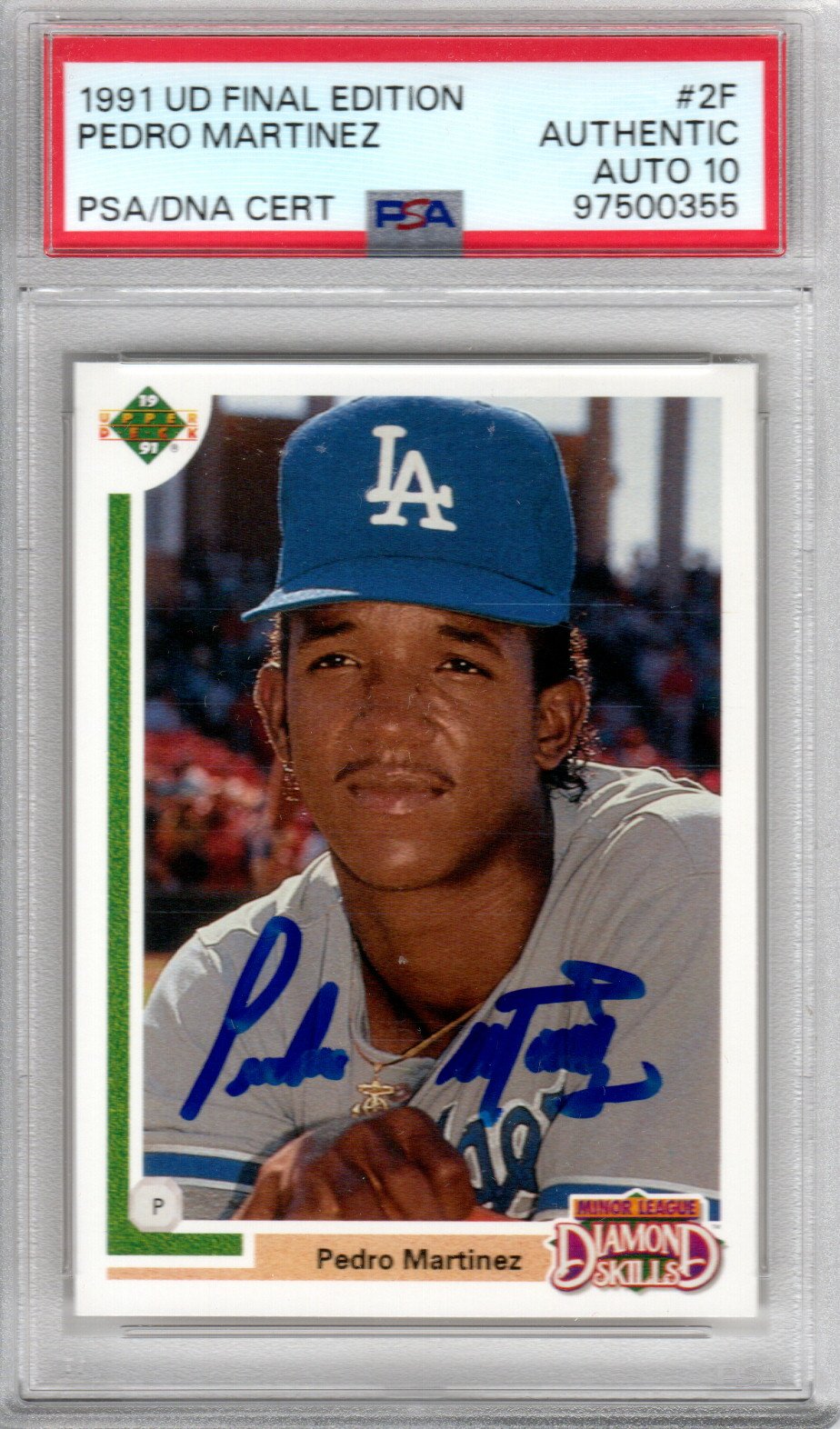 Pedro Martinez Signed Los Angeles Dodgers 1991 Upper Deck #2F Rookie Card PSA AUTHENTIC AUTO 10-Powers Sports Memorabilia
