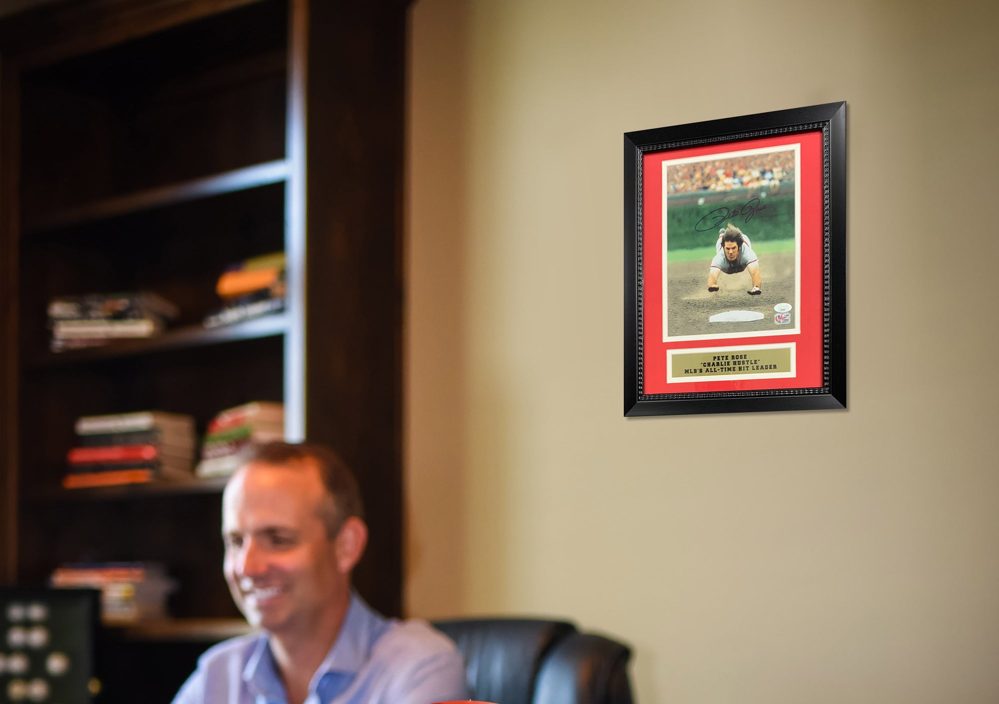 Pete Rose Autographed Diving Signed Framed Baseball 8x10 Photo JSA COA-Powers Sports Memorabilia