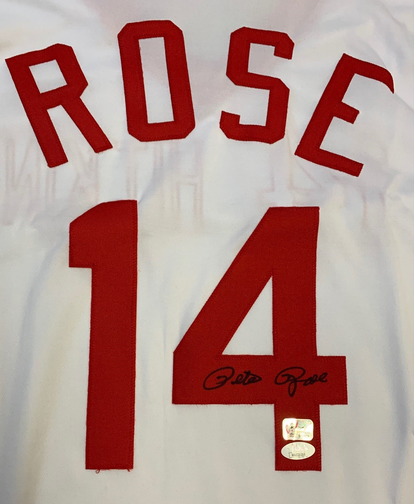 Pete Rose Autographed Cincinnati Signed Custom Baseball Jersey HIT KING JSA COA-Powers Sports Memorabilia