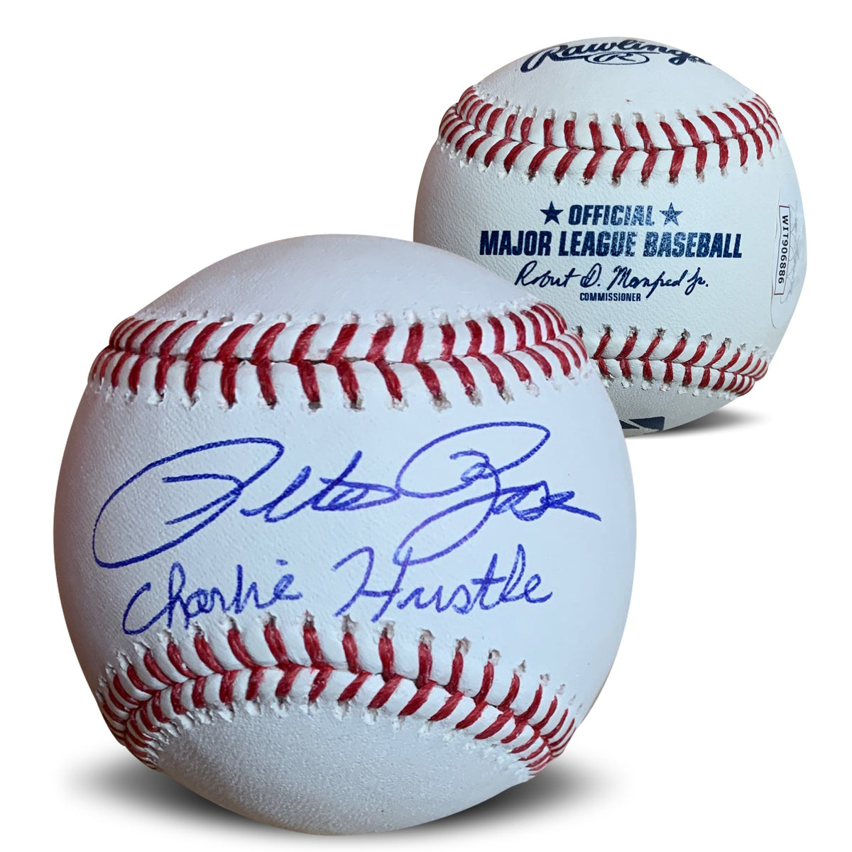 Pete Rose Autographed MLB Signed Baseball CHARLIE HUSTLE JSA COA With Display Case-Powers Sports Memorabilia