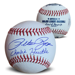 Pete Rose Autographed MLB Signed Baseball CHARLIE HUSTLE JSA COA With Display Case-Powers Sports Memorabilia
