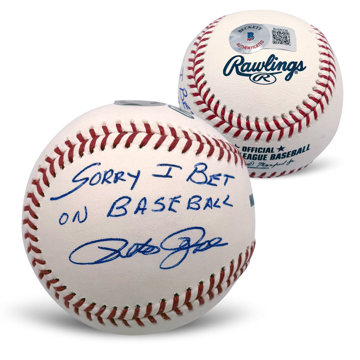 Pete Rose Autographed Cincinnati Reds Signed MLB Baseball Sorry I Bet On Baseball Beckett Authenticated COA With UV Display Case