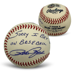Pete Rose Signed Autographed Baseball Sorry I Bet On Baseball MLB Beckett COA With UV Display Case-Powers Sports Memorabilia