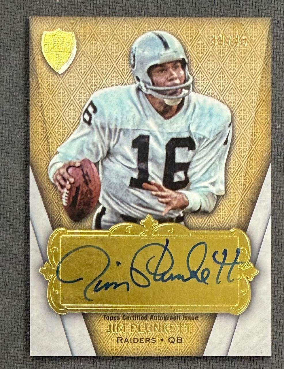 Jim Plunkett 2012 Topps Supreme Signed Football Card #SA-JP Auto 39/46-Powers Sports Memorabilia