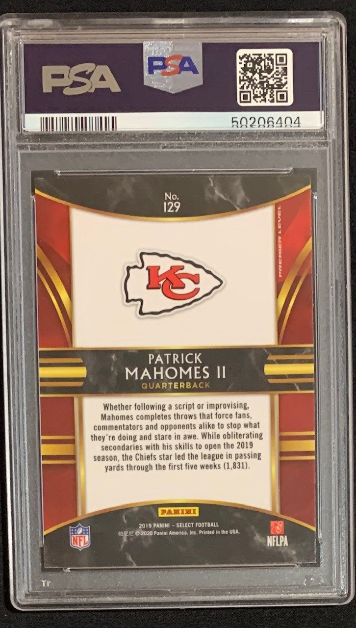 Patrick Mahomes 2019 Panini Select Football Card #129 Graded PSA 10-Powers Sports Memorabilia