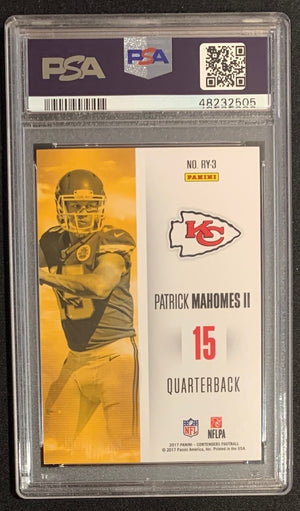 Patrick Mahomes 2017 Panini Contenders Football Rookie Card #RY-3 Graded PSA 8