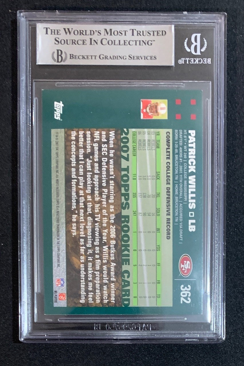 Patrick Willis 2007 Topps Signed Football Rookie Card #362 Auto Beckett-Powers Sports Memorabilia