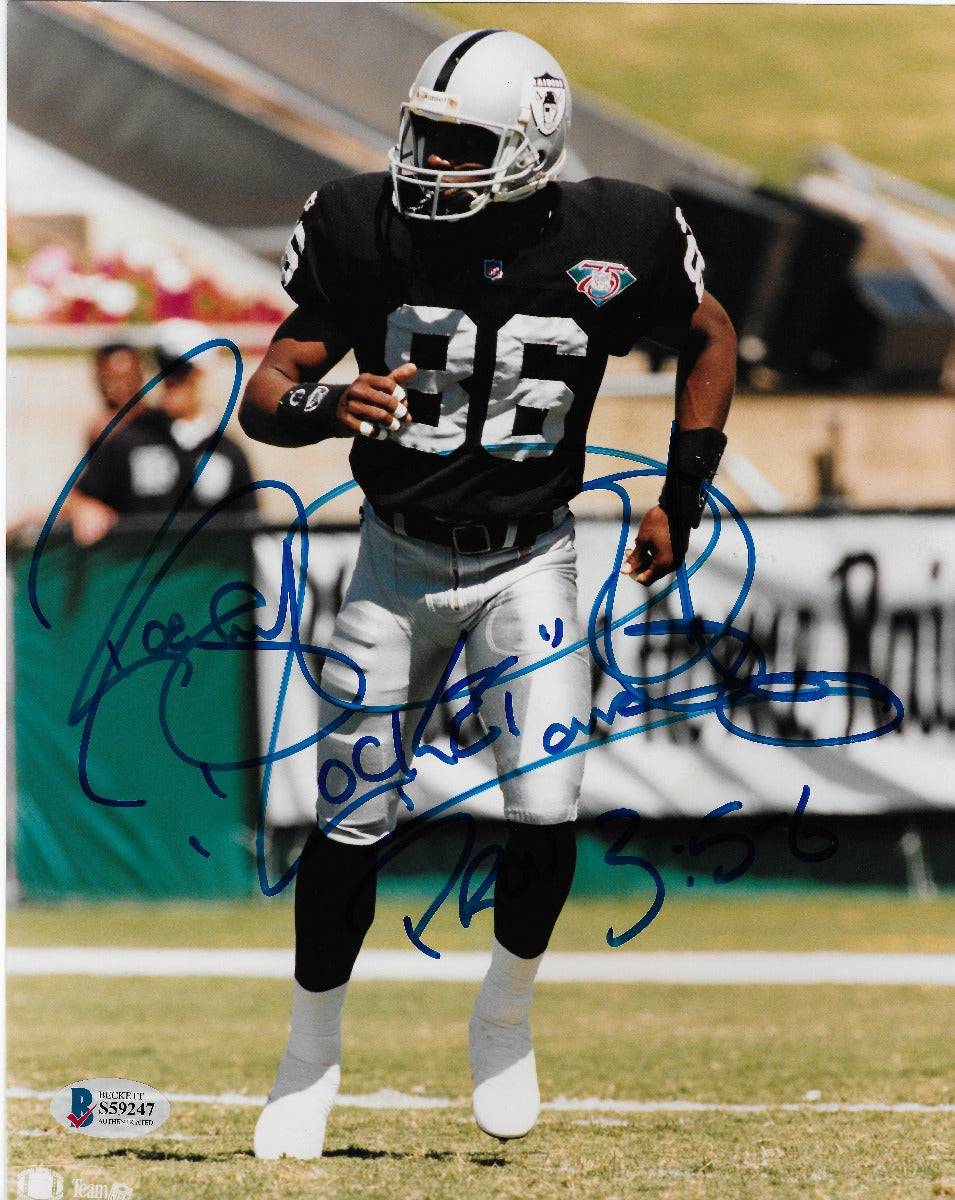 Raghib Rocket Ismail Autographed Oakland Raiders 8x10 Photo Beckett Witnessed-Powers Sports Memorabilia