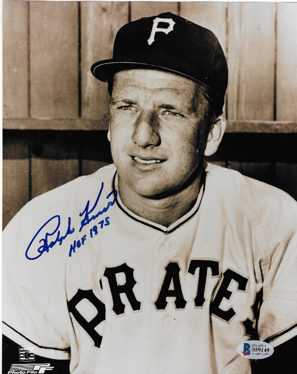 Ralph Kiner Signed Pittsburgh Pirates 8x10 Photo W/HOF 1975 - Beckett-Powers Sports Memorabilia