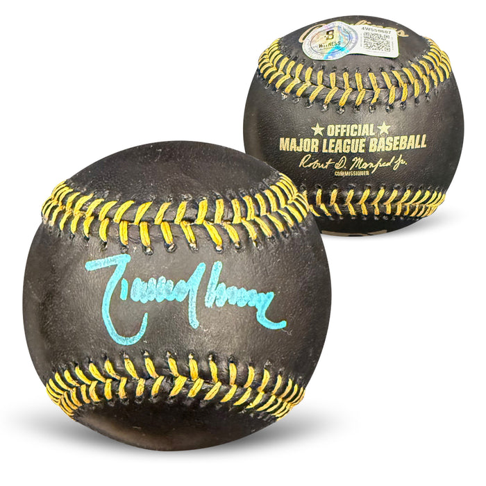 Randy Johnson Autographed MLB Signed Black Baseball Beckett Witness Authenticated COA With UV Display Case Teal Auto-Powers Sports Memorabilia