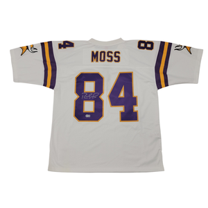 Randy Moss Signed 1998 Minnesota Vikings White Mitchell & Ness Jersey | - Beckett-Powers Sports Memorabilia