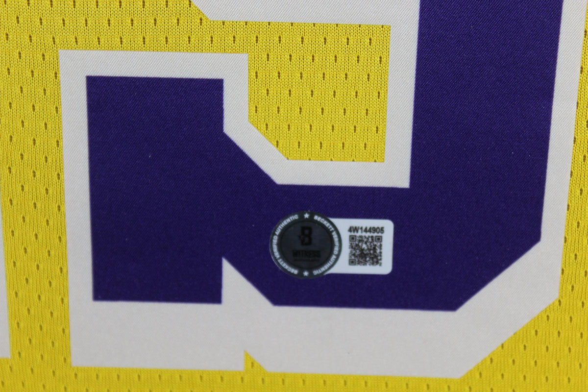 Austin Reaves Autographed Los Angeles Lakers Signed Nike Swingman Gold Basketball Framed Jersey HILLBILLY KOBE Beckett Authenticated COA-Powers Sports Memorabilia