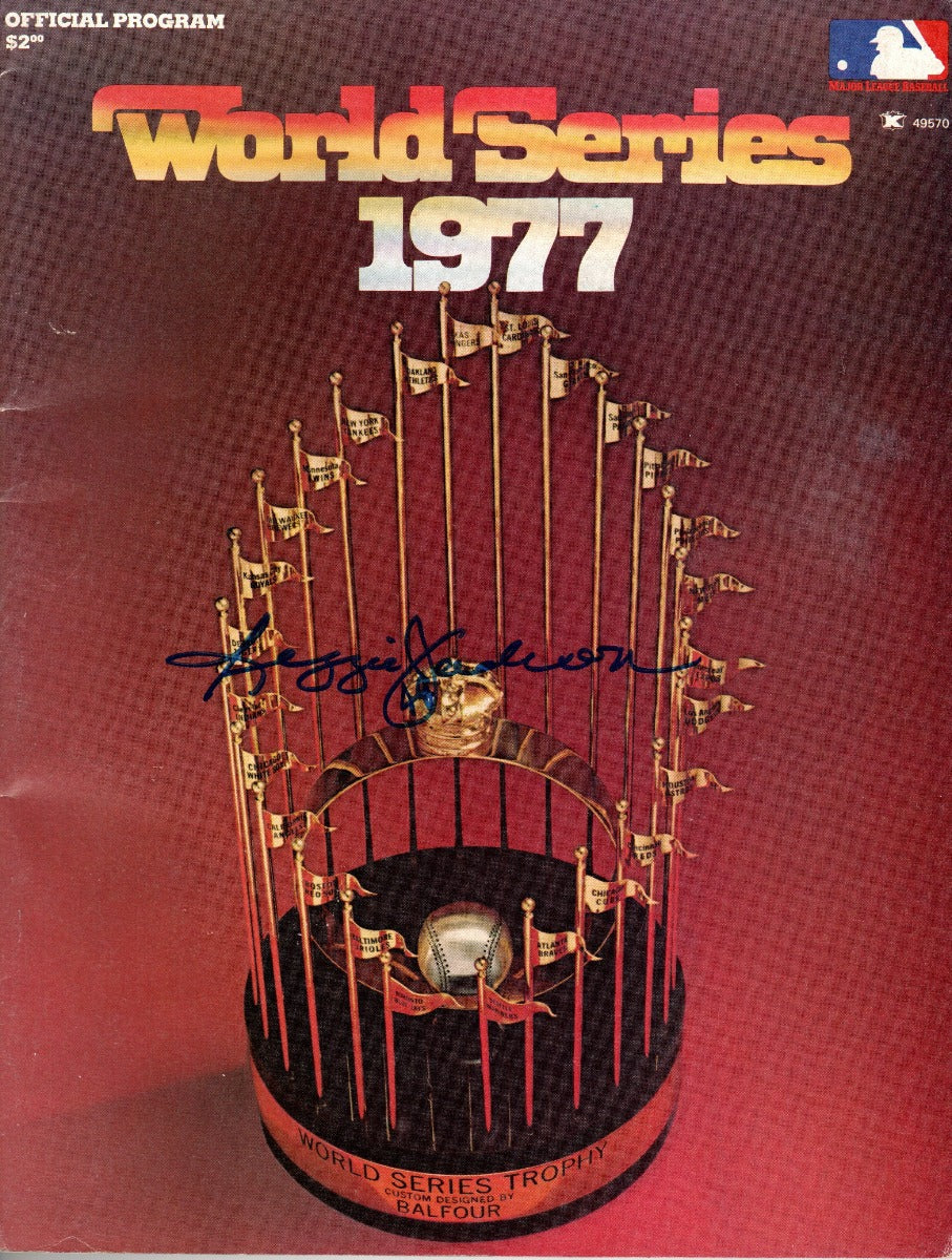 Reggie Jackson Autographed New York Yankees 1977 World Series Program Beckett Witnessed-Powers Sports Memorabilia