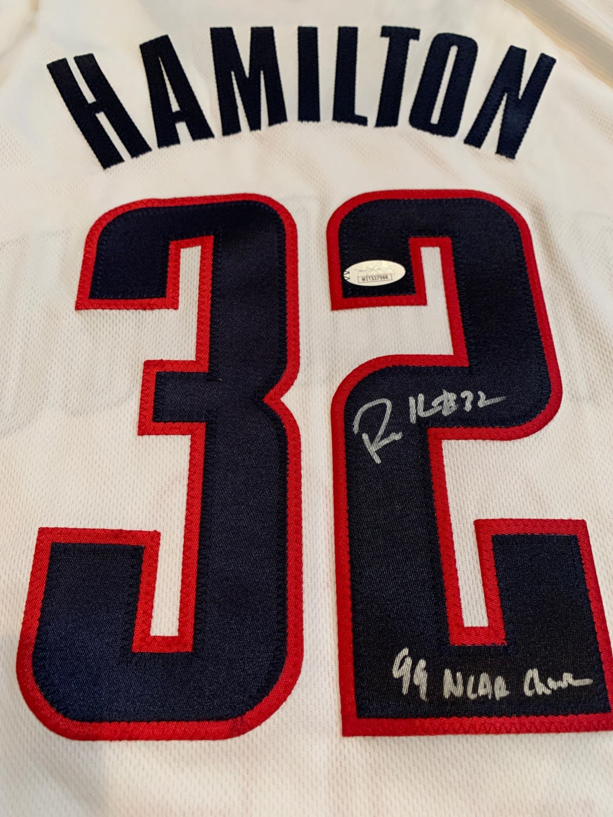 Richard Hamilton Autographed College Style Signed Basketball Jersey 1999 CHAMPS JSA COA-Powers Sports Memorabilia