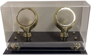 Baseball 2-Ball Gold Ring Display Case-Powers Sports Memorabilia
