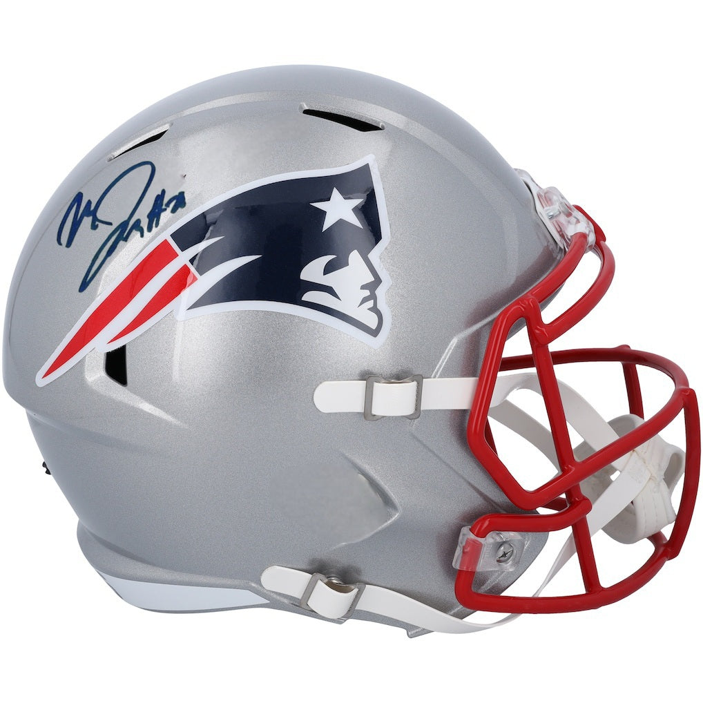 Marcus Jones New England Patriots Signed Speed Replica Helmet-Powers Sports Memorabilia