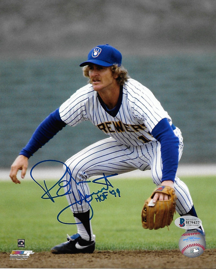 Robin Yount Signed Milwaukee Brewers 8x10 Photo W/ HOF 99 - Beckett-Powers Sports Memorabilia