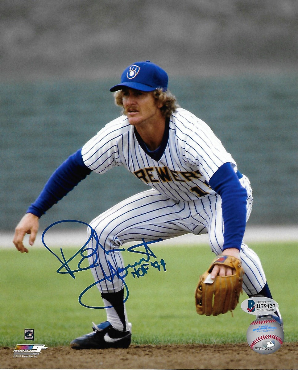 Robin Yount Autographed Milwaukee Brewers 8x10 Photo W/ HOF 99 Beckett Authenticated-Powers Sports Memorabilia