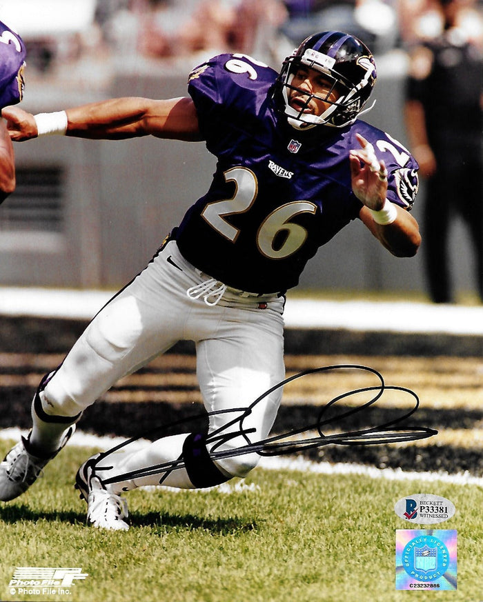 Rod Woodson Signed Baltimore Ravens 8x10 Photo Beckett Witnessed-Powers Sports Memorabilia