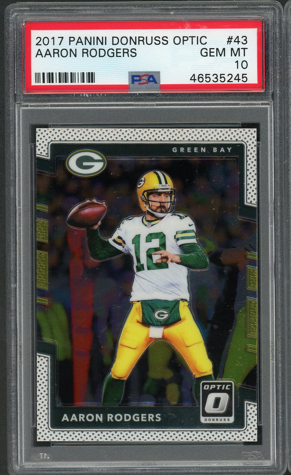 Aaron Rodgers 2017 Panini Donruss Optic Football Card #43 Graded PSA 10-Powers Sports Memorabilia