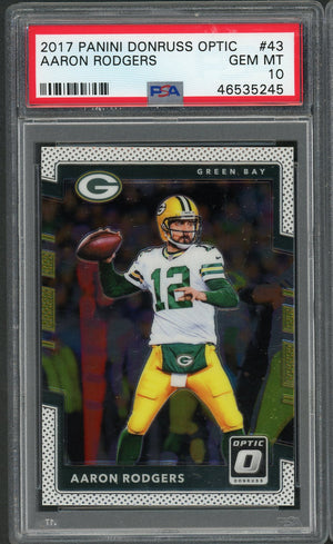 Aaron Rodgers 2017 Panini Donruss Optic Football Card #43 Graded PSA 10-Powers Sports Memorabilia