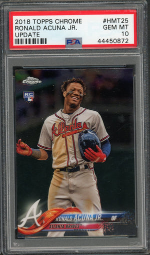 Ronald Acuna Jr 2018 Topps Chrome Update Baseball Rookie Card RC #HMT25 Graded PSA 10 GEM MINT-Powers Sports Memorabilia