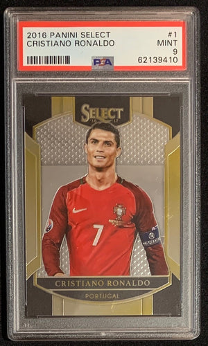 Cristiano Ronaldo 2016 Panini Select Soccer Card #1 Graded PSA 9-Powers Sports Memorabilia