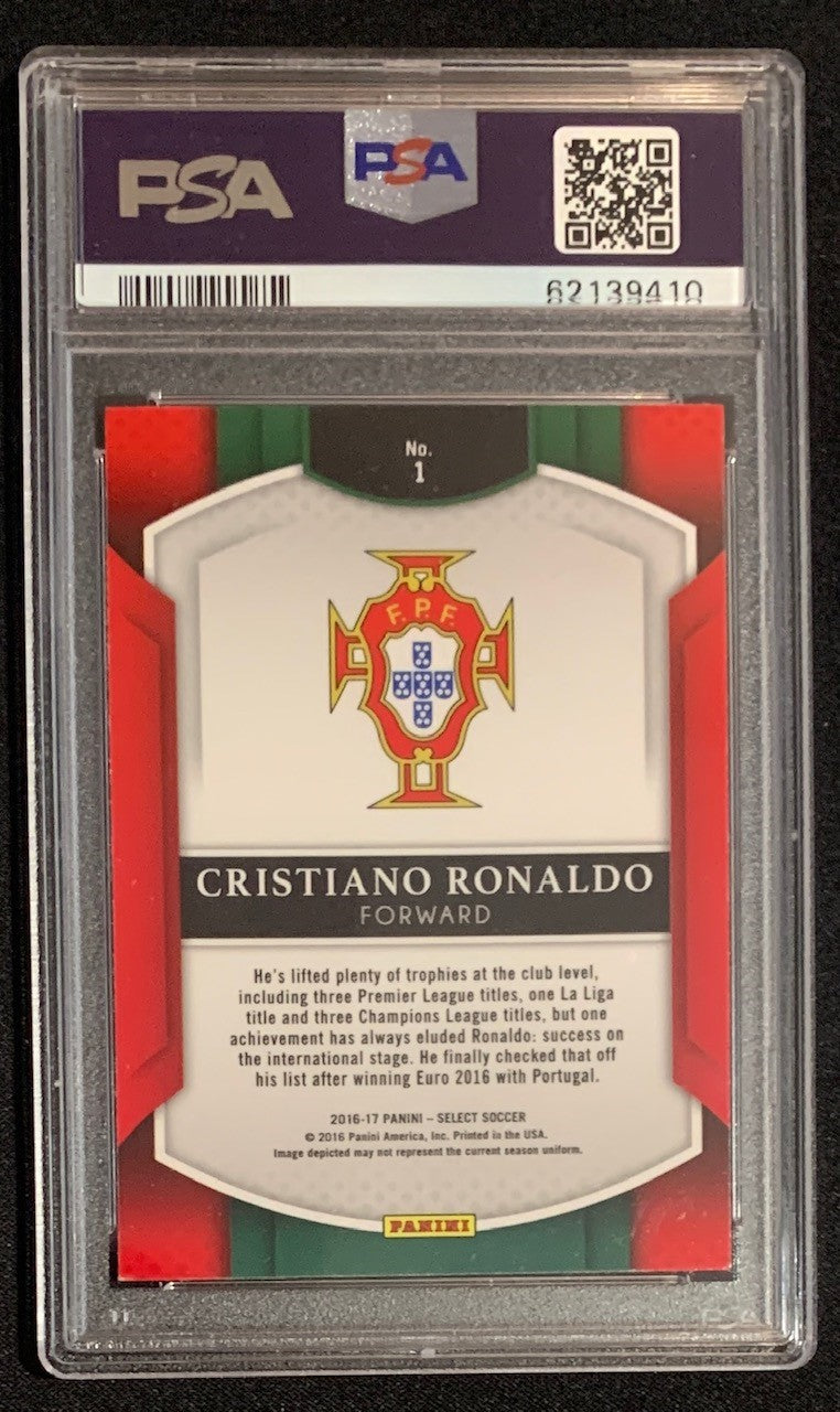 Cristiano Ronaldo 2016 Panini Select Soccer Card #1 Graded PSA 9-Powers Sports Memorabilia