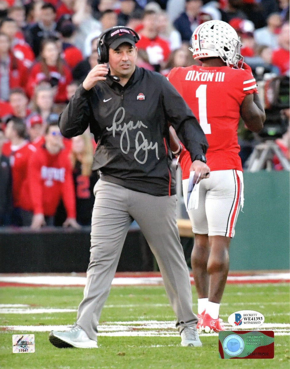 Ryan Day Autographed Ohio State Buckeyes 8x10 Beckett Witnessed #5-Powers Sports Memorabilia