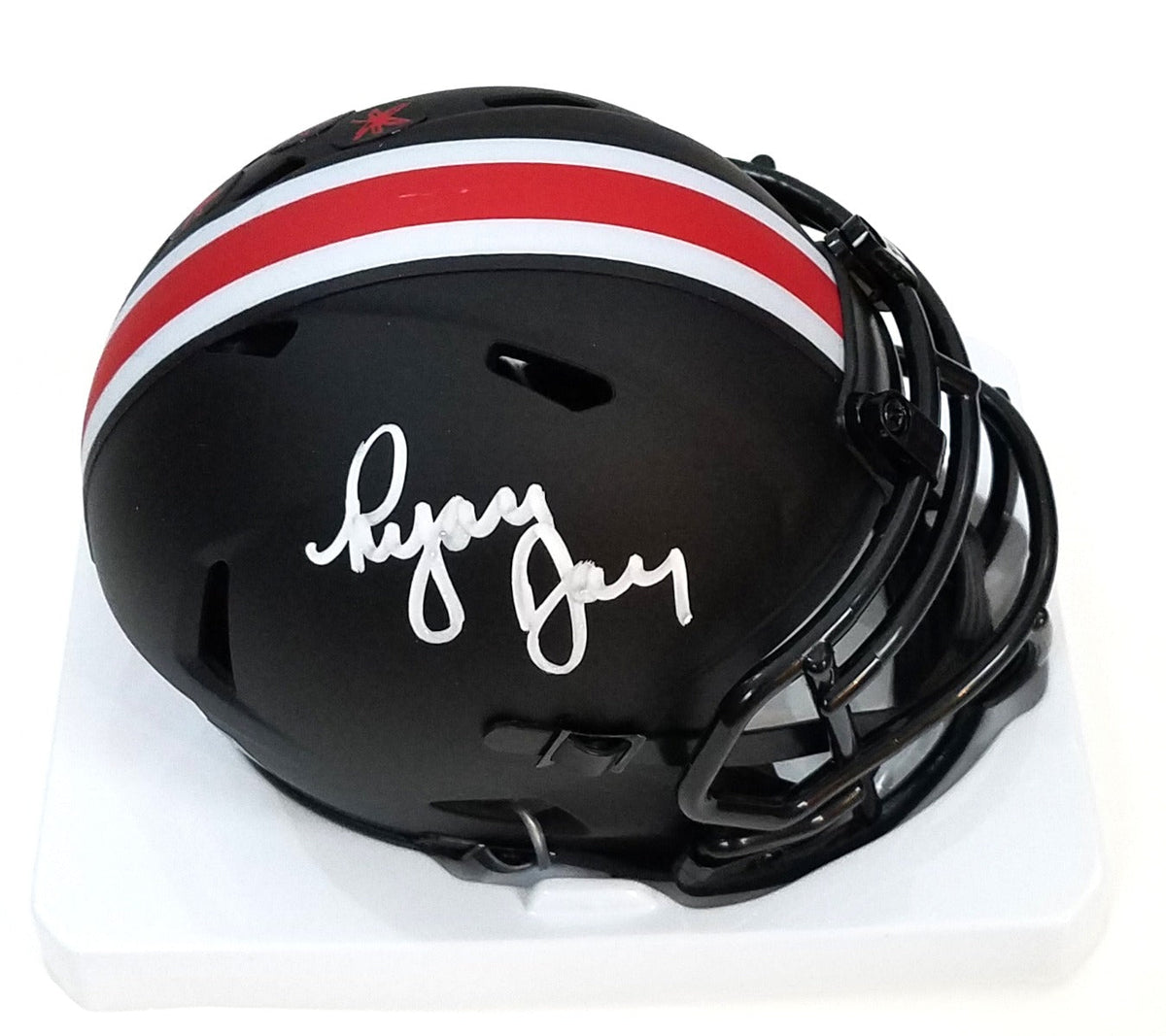 Ryan Day Autographed Ohio State Riddell Eclipse Mini Helmet Beckett Witnessed-Powers Sports Memorabilia