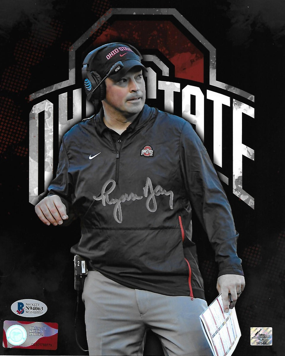 Ryan Day Autographed Ohio State Buckeyes Logo 8x10 Beckett Witnessed-Powers Sports Memorabilia