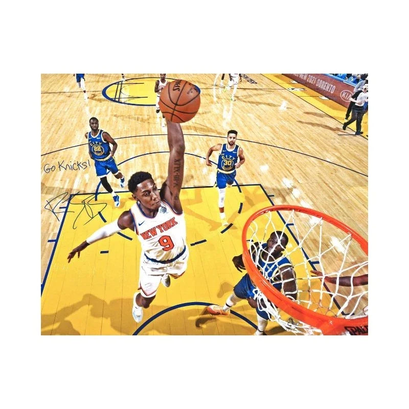 RJ Barrett New York Knicks Signed 16x20 Dunking Photo with "Go Knicks" Inscription-Powers Sports Memorabilia