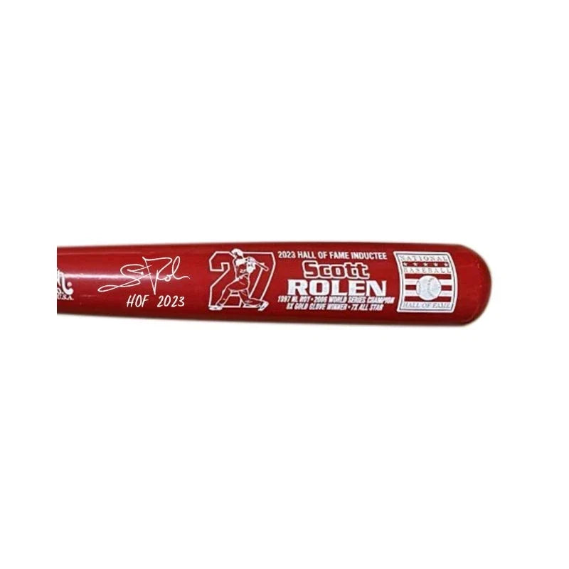Scott Rolen St. Louis Cardinals Signed & Inscribed HOF 2023 Cooperstown Red Barrel Bat with Career Stats and HOF Logo-Powers Sports Memorabilia