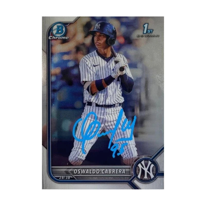 Oswaldo Cabrera New York Yankees Signed Bowman Chrome 1st 2022 Prospects BCP 17 Trading Card-Powers Sports Memorabilia