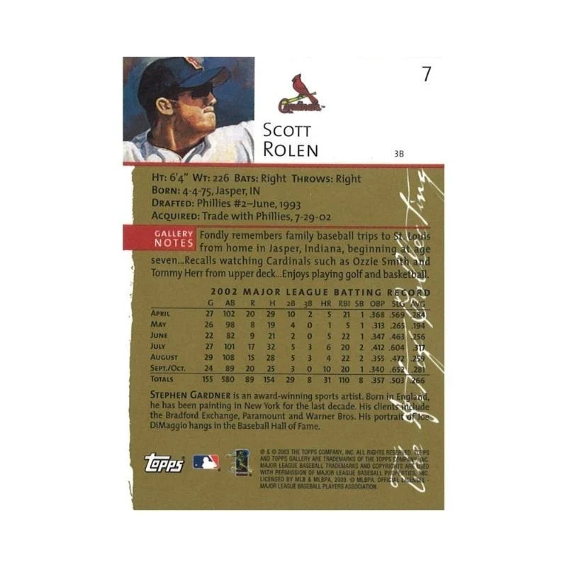 2003 Topps Gallery Scott Rolen Artist Proof Autograph-Powers Sports Memorabilia