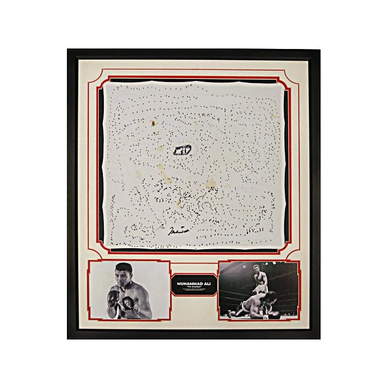 Muhammad Ali Signed and Framed Hand Drawn Boxing Ring Sketch Collage (JSA Auth)-Powers Sports Memorabilia