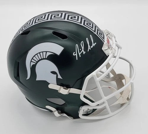 Nick Saban Autographed Michigan State Spartans Replica Helmet Beckett Witnessed-Powers Sports Memorabilia