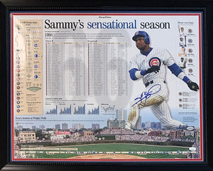 Sammy Sosa Autographed Chicago Cubs 1998 66 Home Run Signed Baseball Framed 22x28 Photo Poster JSA COA-Powers Sports Memorabilia