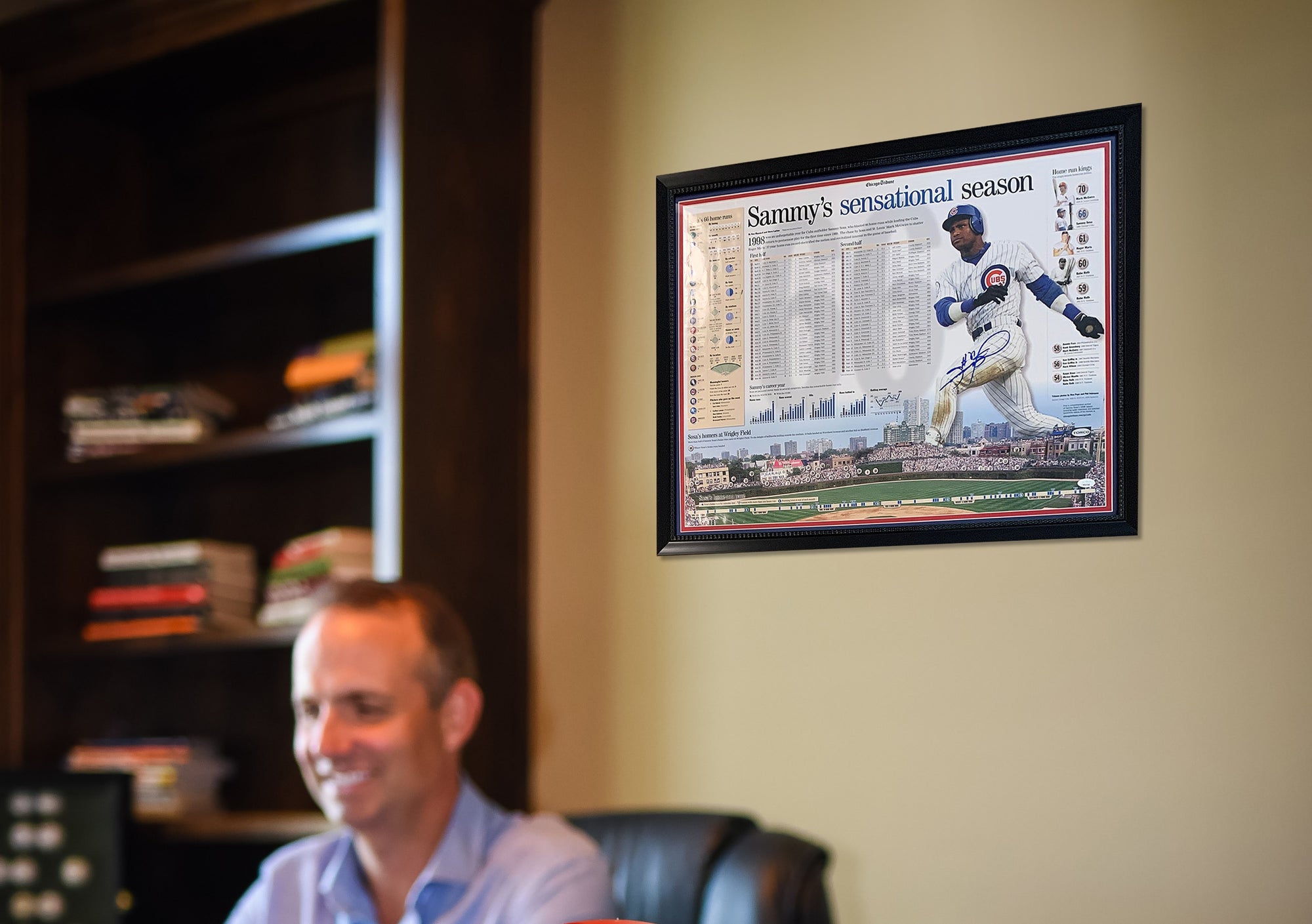 Sammy Sosa Autographed Chicago Cubs 1998 66 Home Run Signed Baseball Framed 22x28 Photo Poster JSA COA-Powers Sports Memorabilia