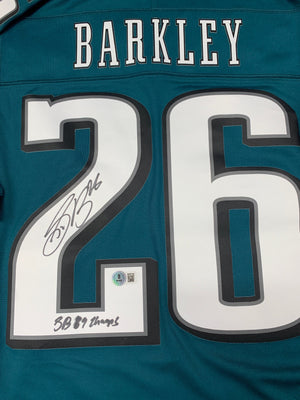 Saquon Barkley Autographed Philadelphia Eagles Super Bowl 59 Champs Signed Nike Limited Football Jersey Beckett COA A-Powers Sports Memorabilia