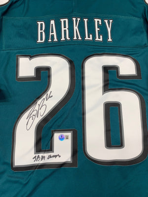 Saquon Barkley Autographed Philadelphia Eagles Super Bowl 59 Champs Signed Nike Limited Football Jersey Beckett COA B-Powers Sports Memorabilia